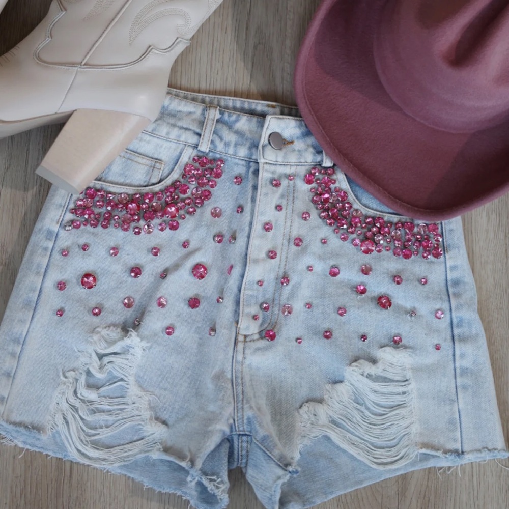 Pink rhinestone shorts